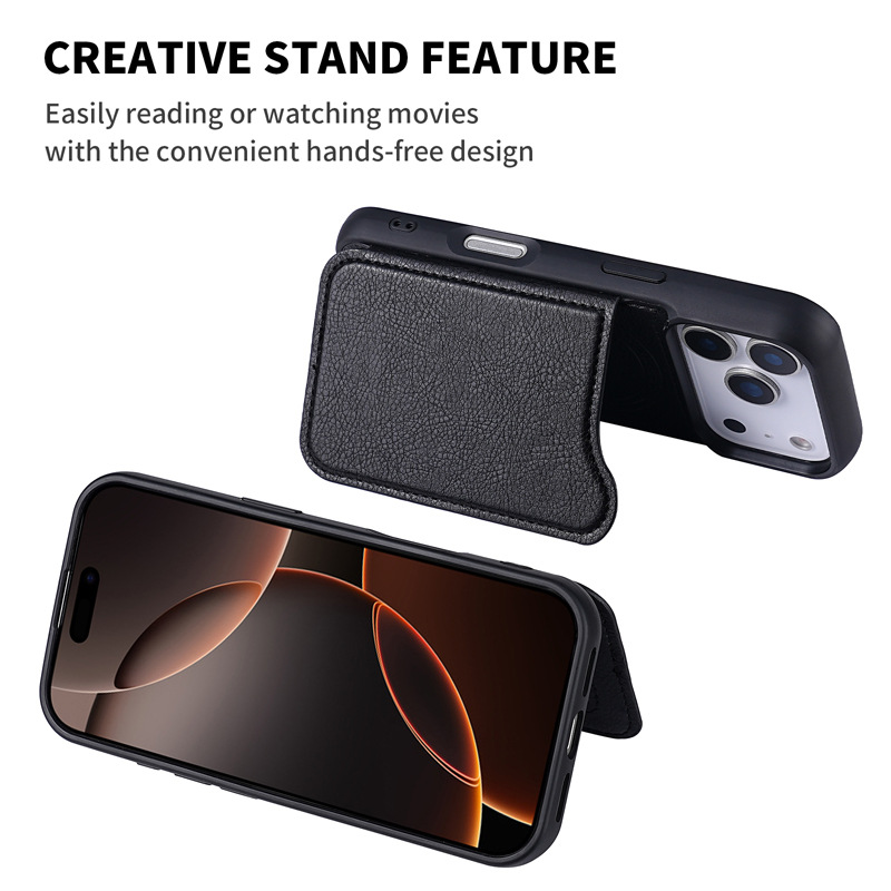 For Magsafe Magnetic Leather W - Leather Wallet Card Holder Phone Cover ulasan dan harga
