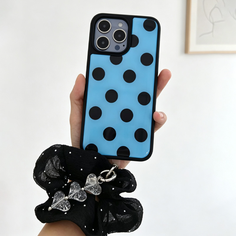 Blue Black Polka Dot Phone Cas - Clear Shockproof Bumper Case ulasan dan harga
