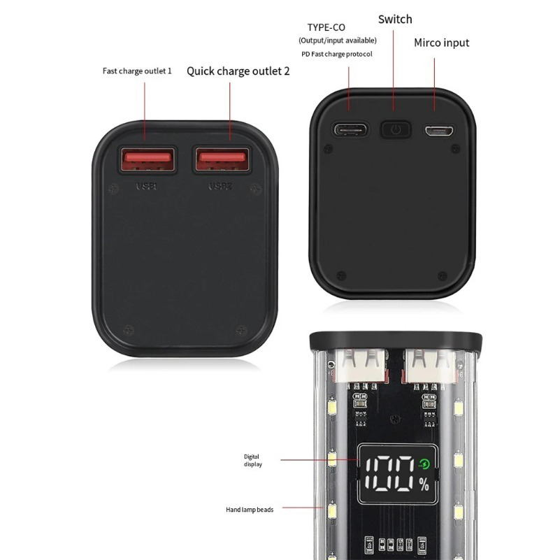 USB Type C Port Design 8X18650 - Power Banks ulasan dan harga
