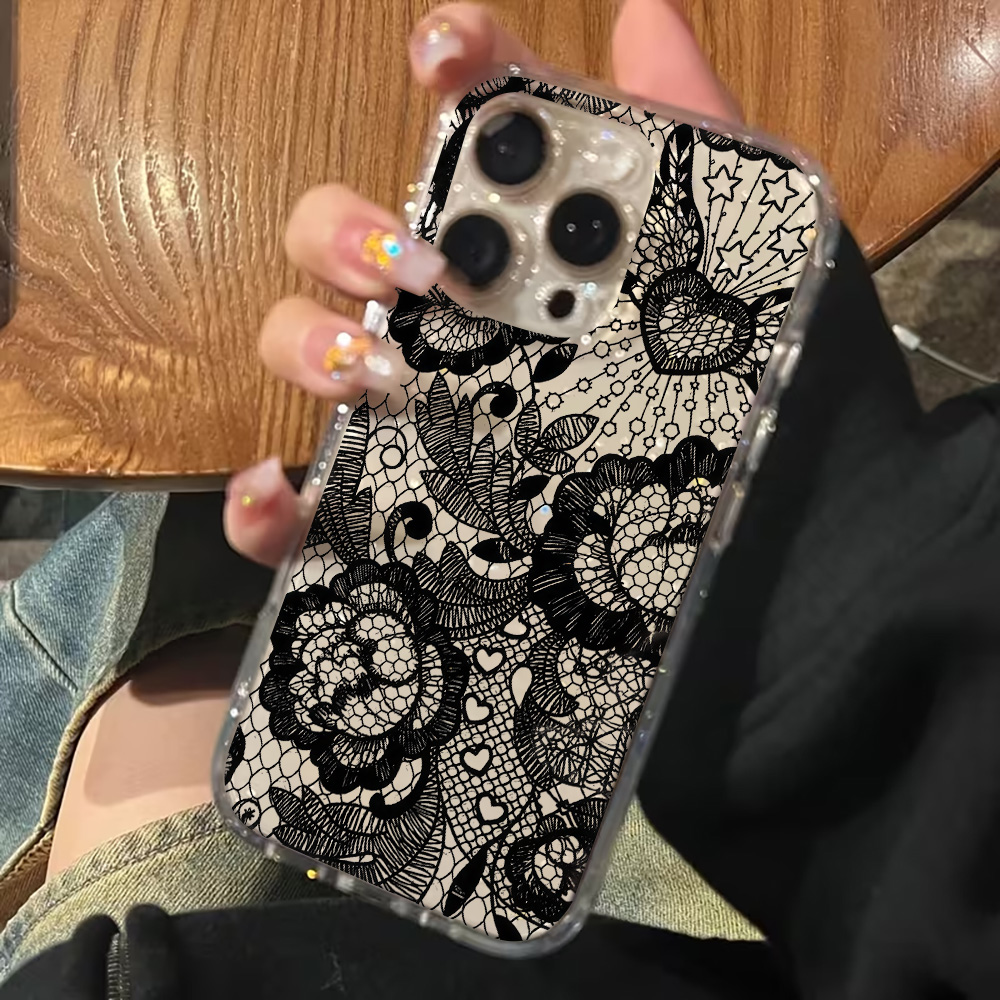 Lace Flowers INS Clear Phone C - Clear Shockproof Bumper Case ulasan dan harga