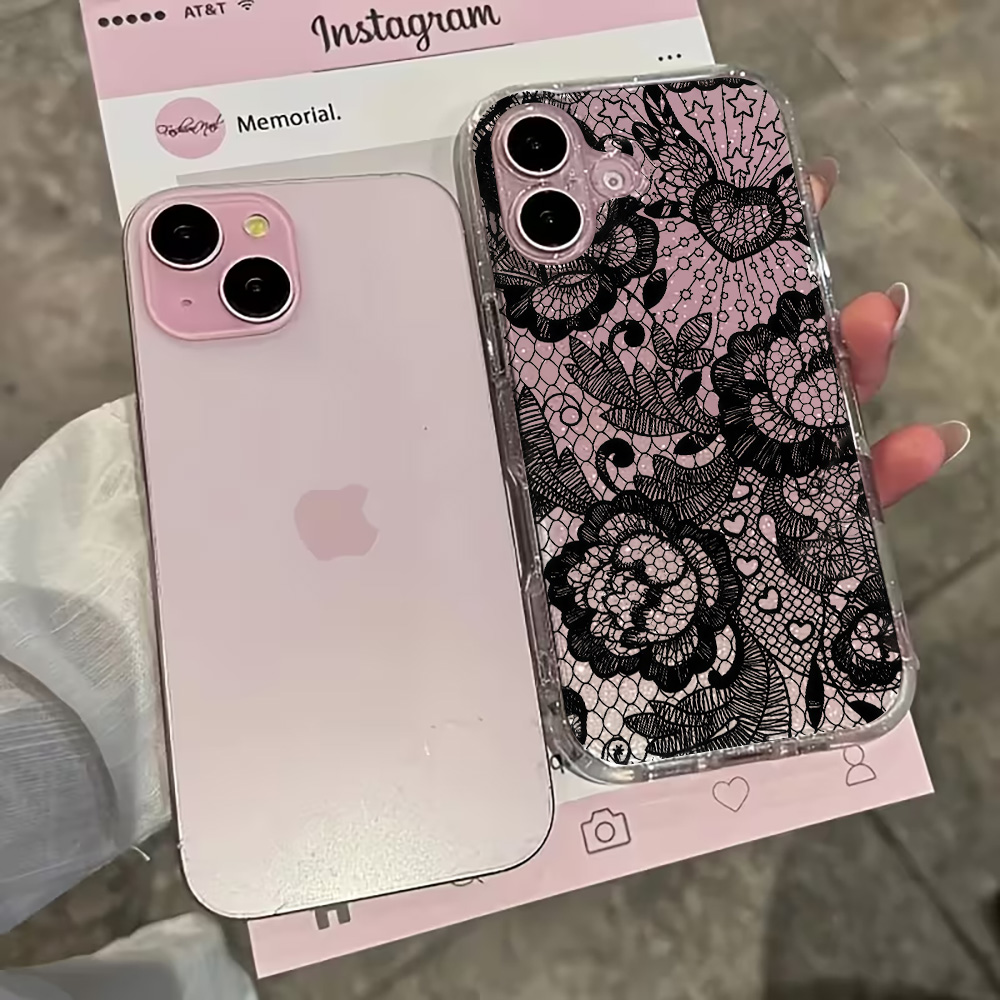 Lace Flowers INS Clear Phone C - Clear Shockproof Bumper Case ulasan dan harga