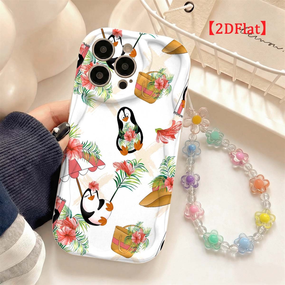 Cute Penguin Phone Case For iP - Cute Cartoon Wrist Strap Silicone Case ulasan dan harga
